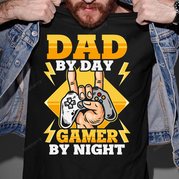Gamer Dad Shirt Dad by Day Gamer by Night Fathers Day Gift For Dad