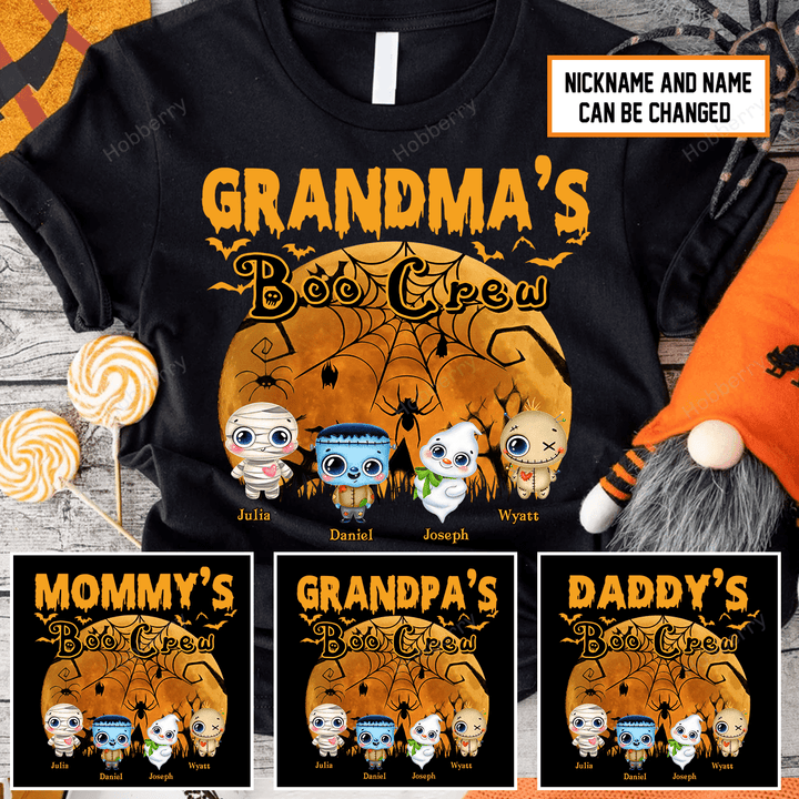 Personalized Daddy's Grandma's Boo Crew Halloween Grandma Shirt With Grandkids Names - Personalized Name Shirt Custom Gift For Grandma & Mom