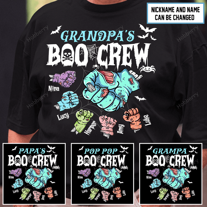 Personalized Halloween Shirt Daddy Grandpa's Boo Crew Shirt With Kids Names - Personalized Custom Name Shirt Gift For Grandpa & Dad