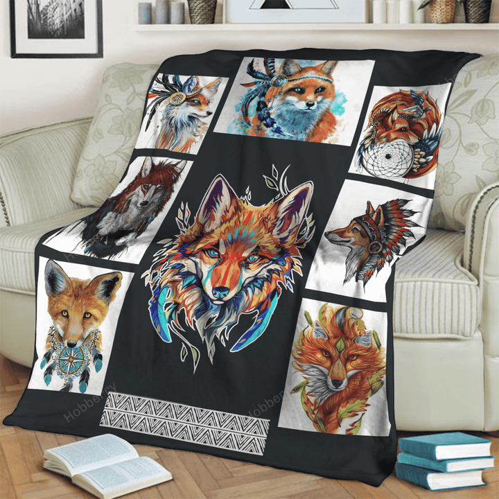 Tribal Fox 3D Throw Blanket