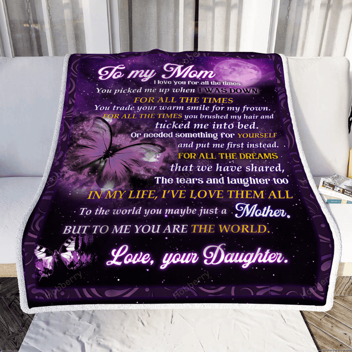 Daughter To mom To Me You Are The World 3D Throw Blanket Hobberry