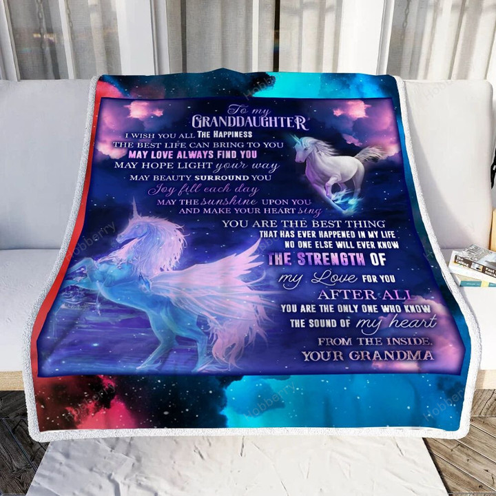 To My Granddaughter I Wish You All The Happiness Unicorn Throw Blanket