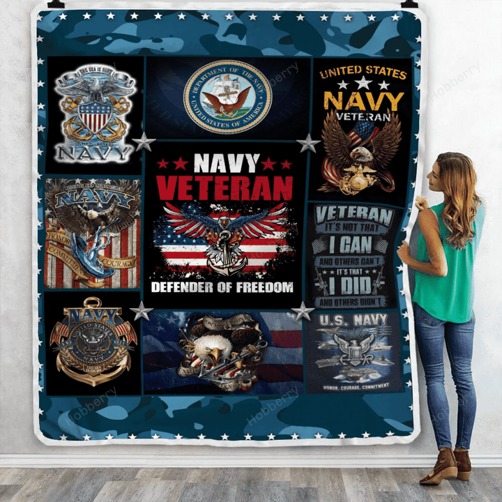 US Navy Veteran Proudly Served Throw Blanket