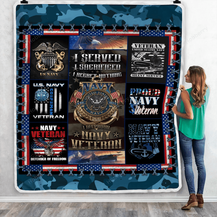U.S. Navy I Am A Proud Navy Veteran Throw Blanket