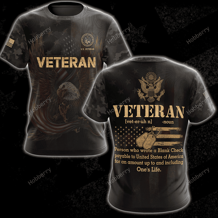 US Veteran Shirt Veteran Definition -noun Veterans Day 3D All Over Print T-shirt Zip Hoodie Sweatshirt Hawaiian Shirt Tank Top Clothing Apparel