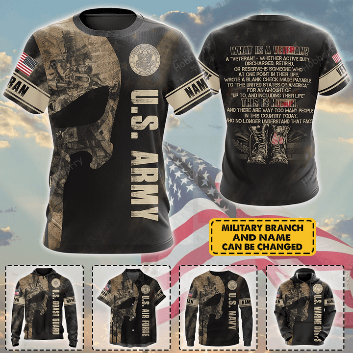 Personalized Military Veteran Shirt What Is A Veteran Veterans Day Gift T-shirt Zip Hoodie Sweatshirt Hawaiian Shirt Tank Top Clothing Apparel
