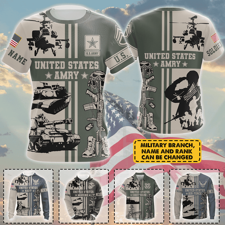 Personalized Army Navy Marine Air Force Coast Guard Military Veteran Shirt Veterans Day Gift T-shirt Hoodie Sweatshirt