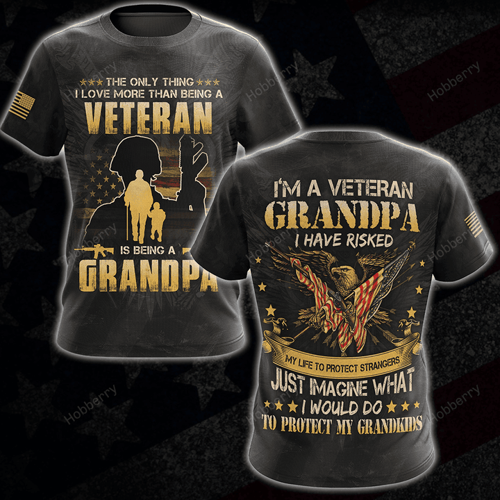 Military Veteran Shirt Veteran Grandpa Protect My Grandkids Veterans Day Memorial Day Gift T-shirt Hoodie Sweatshirt