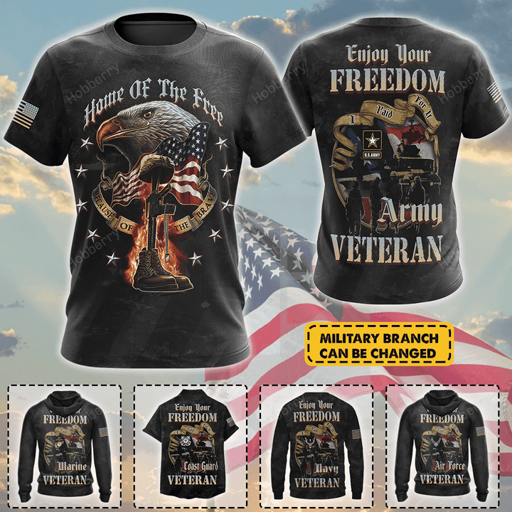 Personalized Military Veteran Shirt Enjoy Your Freedom I Paid For It Veterans Day Memorial Day Gift T-shirt Hoodie Sweatshirt