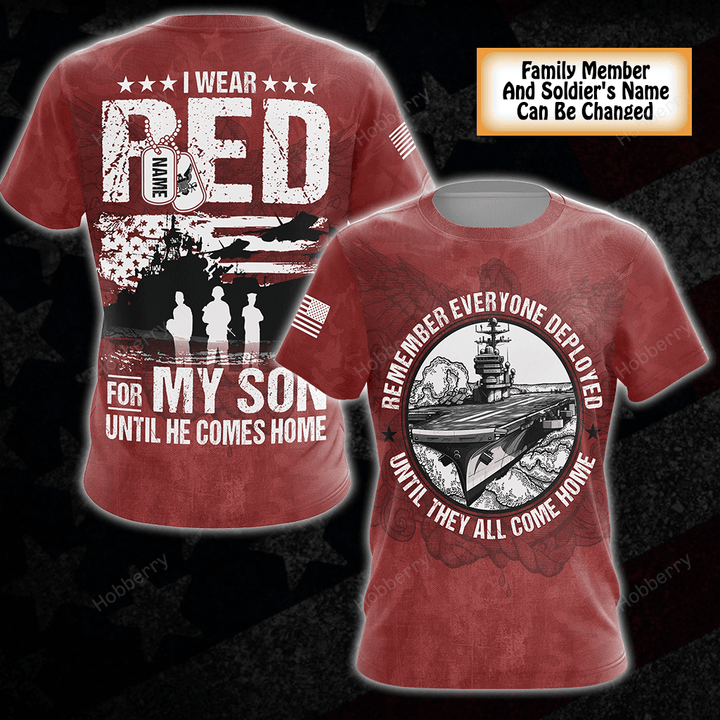 Personalized Navy Military Red Friday Shirt I Wear Red On Fridays For My Husband Son Daughter Dad Nephew Grandson Until They Come Home Remember Everyone Deployed T-shirt Hoodie Sweatshirt Polo Shirt