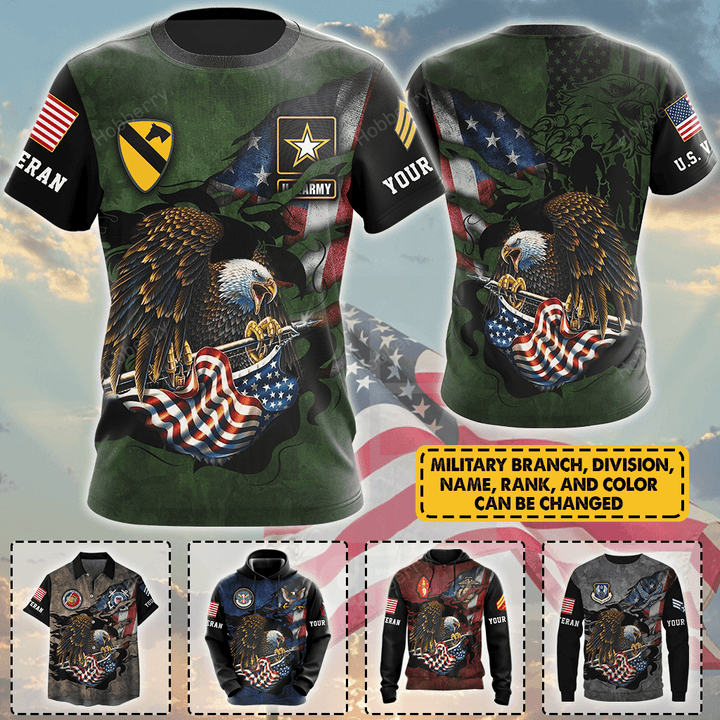 Personalized Military Veteran Shirt Custom Branch Rank Name Division Veterans Day Memorial Day Independence Remembrance Gift T-shirt Zip Hoodie Sweatshirt Polo Army Navy Marine Air Force Coast Guard