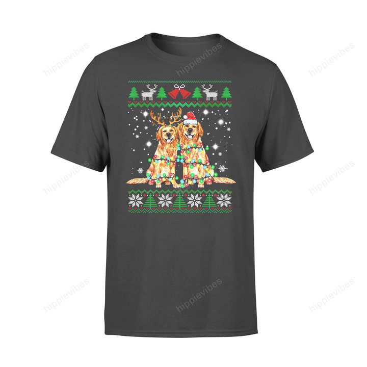 Dog Christmas Gift Idea Golden Retriever Ugly Funny T-Shirt - Standard T-Shirt S / Black Dreamship