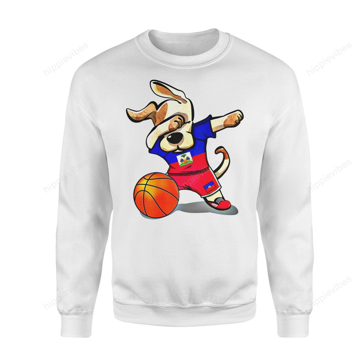 Dog Gift Idea Dabbing Haiti Basketball Jersey Sport Team T-Shirt - Standard Fleece Sweatshirt S /