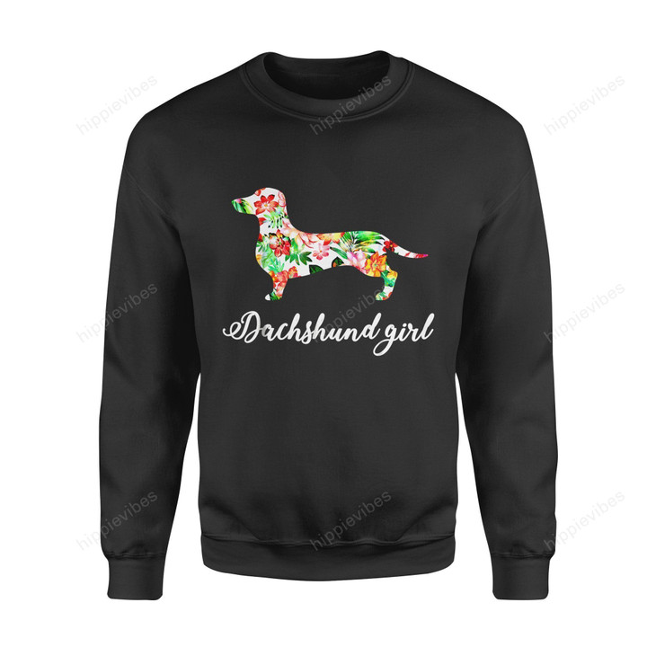 Dog Gift Idea Dachshund Girl- Funny Lover T-Shirt - Standard Fleece Sweatshirt S / Black Dreamship