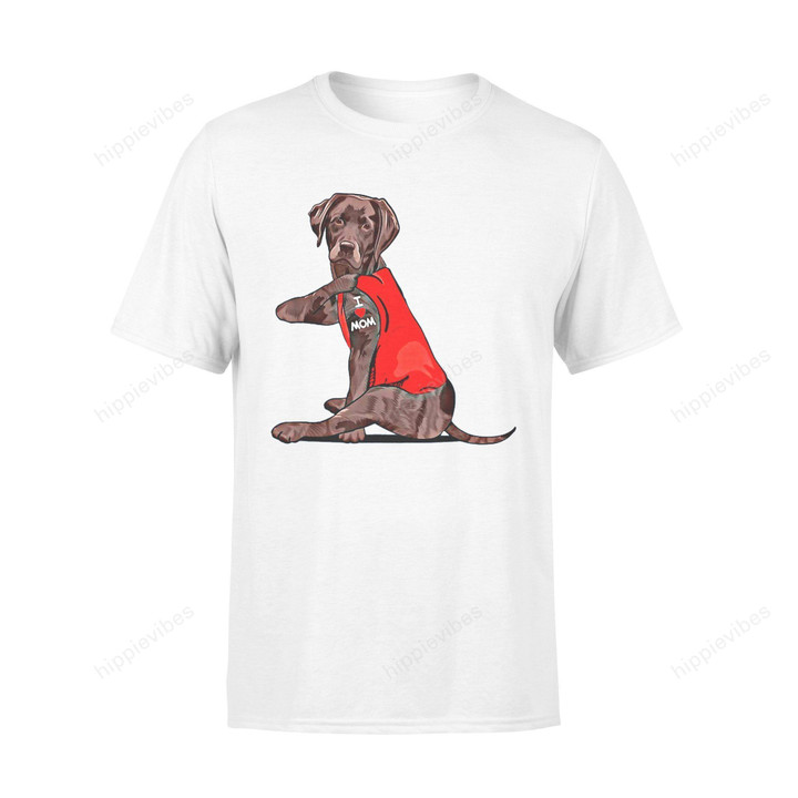Dog Gift Idea Chocolate Lab Labrador Mom Tattoo Funny Mama T-Shirt - Standard T-Shirt S / White