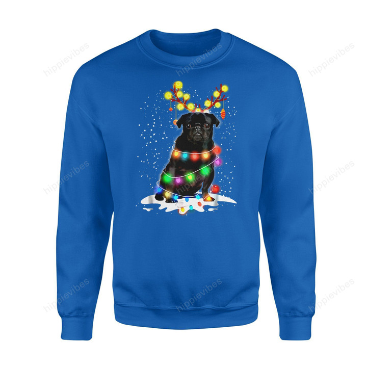 Dog Gift Idea Black Pug Blinker - Nice T-Shirt Standard Fleece Sweatshirt S / Royal Dreamship