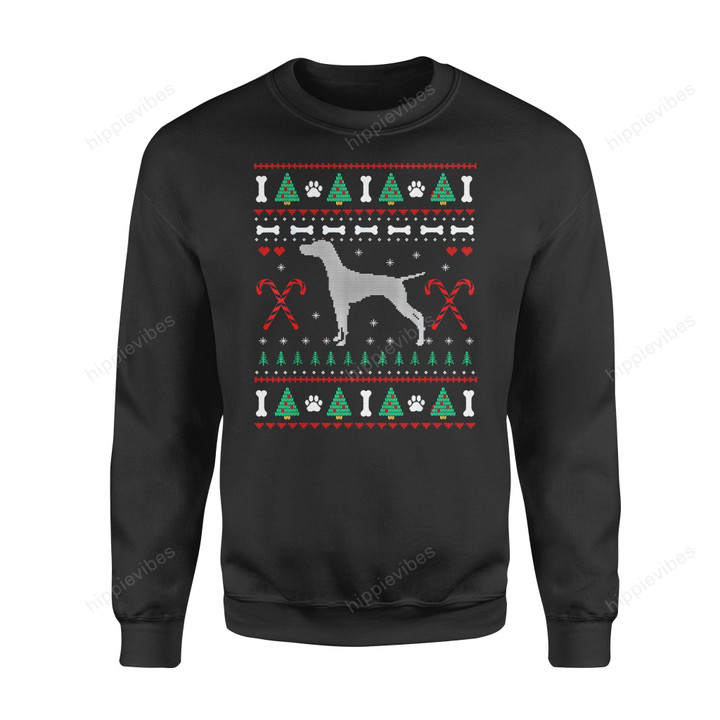 Dog Christmas Gift Idea Funny Vizsla Santa T-Shirt - Standard Fleece Sweatshirt S / Black Dreamship