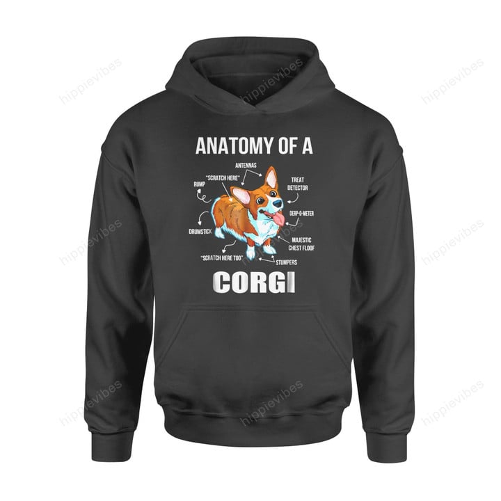 Dog Gift Idea Anantomy Of A Corgi Funny T-Shirt - Standard Hoodie S / Black Dreamship