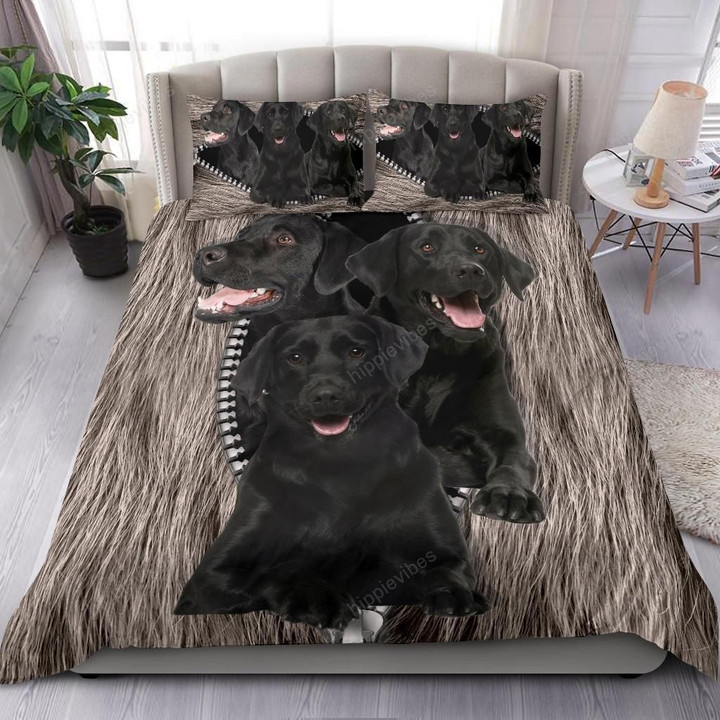 Black Labrador Zipper Bedding Set Us Twin
