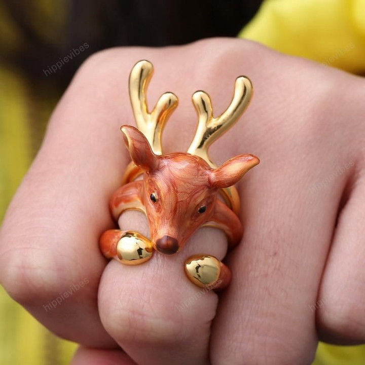 Christmas Gift Elk Finger Rings