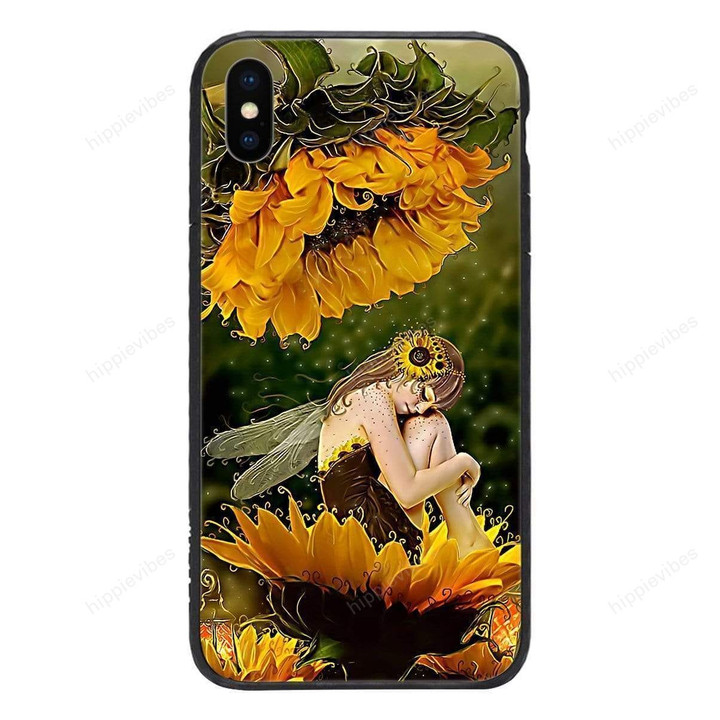 Custom Glass Phone Case Cover Sunflower Fairy Iphone / X Collection