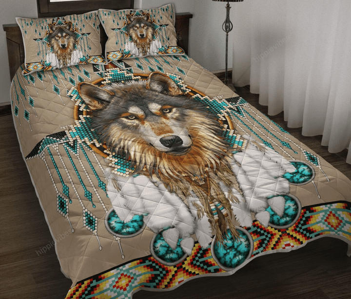 Wolf Native American Quilt Bed Set Twin