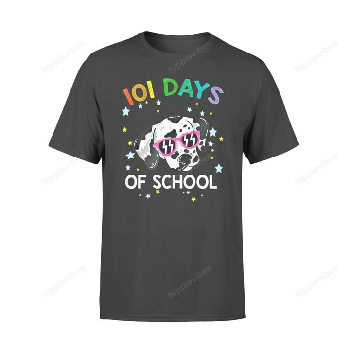 Dog Gift Idea 101 School Days Funny Dalmation T-Shirt - Standard T-Shirt S / Black Dreamship