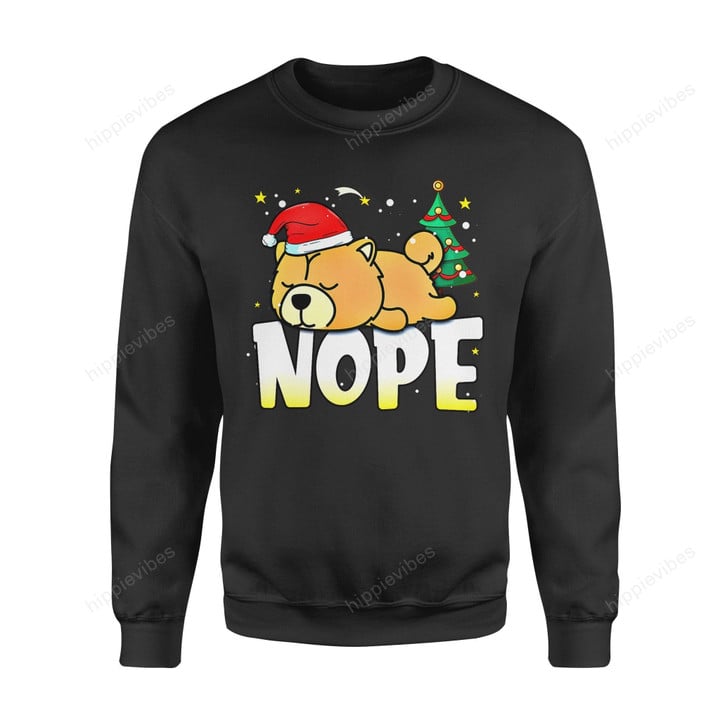 Dog Christmas Gift Idea Chow Nope Lazy Clothing Funny T-Shirt - Standard Fleece Sweatshirt S / Black