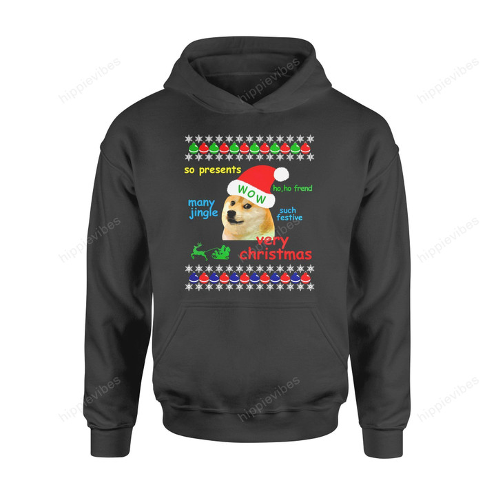 Dog Christmas Gift Idea Doge Meme Shiba Inu T-Shirt - Standard Hoodie S / Black Dreamship