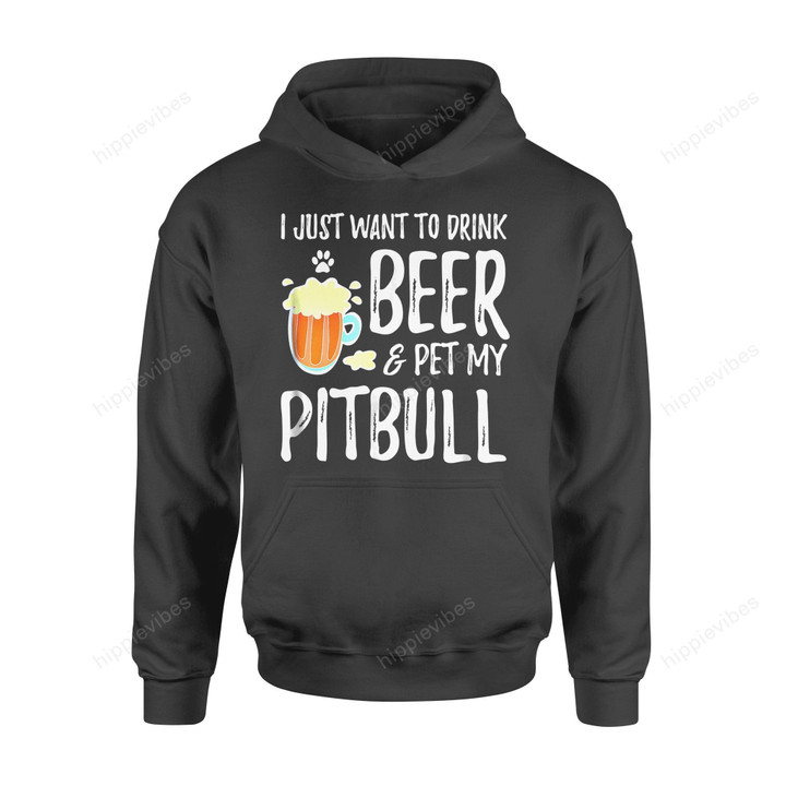 Dog Gift Idea Beer And Pitbull Funny T-Shirt - Standard Hoodie S / Black Dreamship