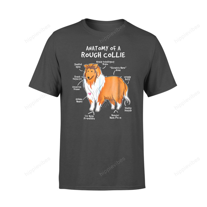 Dog Gift Idea Anatomy Of A Rough Collie Funny T-Shirt - Standard T-Shirt S / Black Dreamship