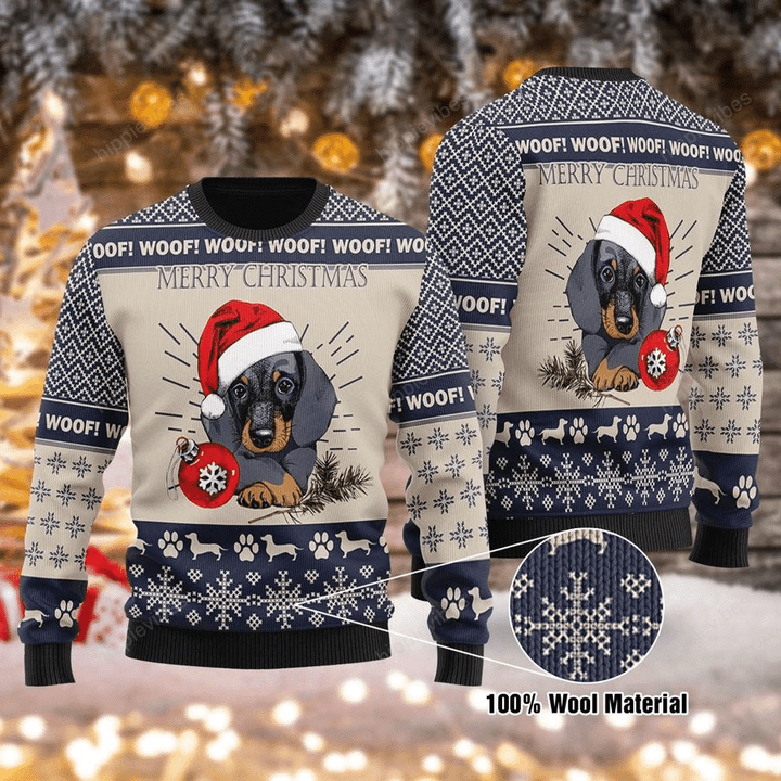 Dachshund Woof - Christmas Wool Sweater