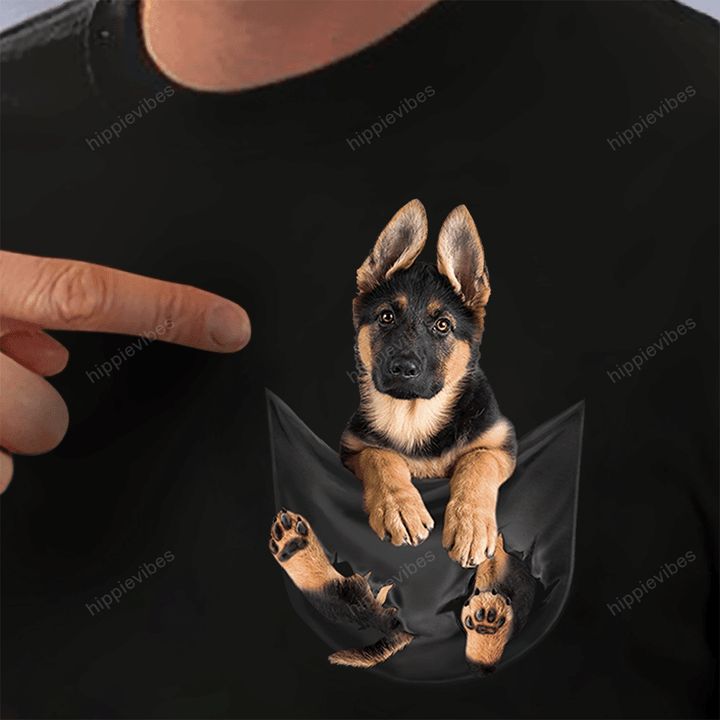 German Shepherd In Pocket T-shirt