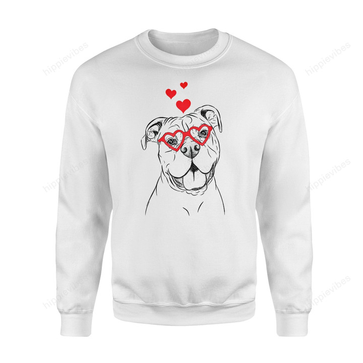Dog Gift Idea American Bulldog Funny Cute Valentines Heart T-Shirt - Standard Fleece Sweatshirt S /