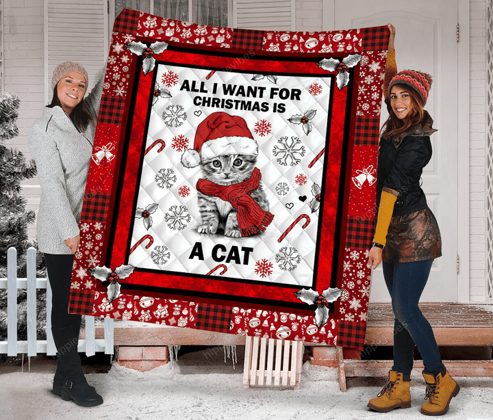 All I Want For Christmas Is A Cat Quilt Blanket