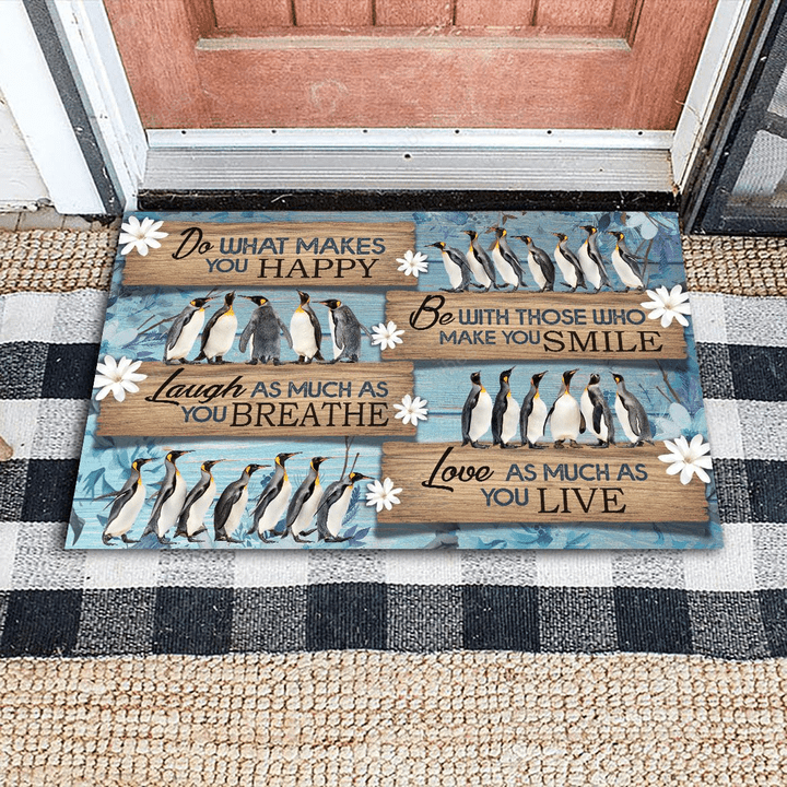 Penguin Do what you love gift for you doormat