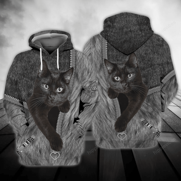 Black Cat 3D All Over Printed Hoodie HPV01
