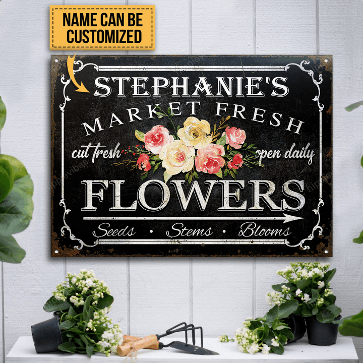 Personalized Floristry Fresh Flower Market Customized Classic Metal Signs