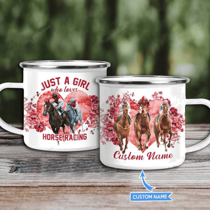 Just a Girl who loves Horse racing Personalized Campfire Mug