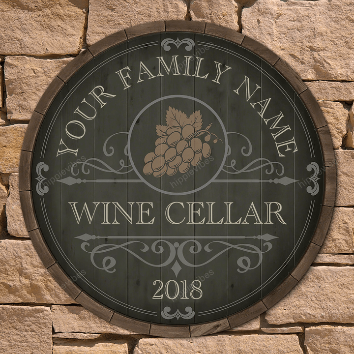 Beauteous Barrel Wine Cellar Sign, Personalized Wine Gift, Custom Wood Sign