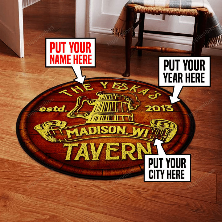 Personalized Tavern Round Rug