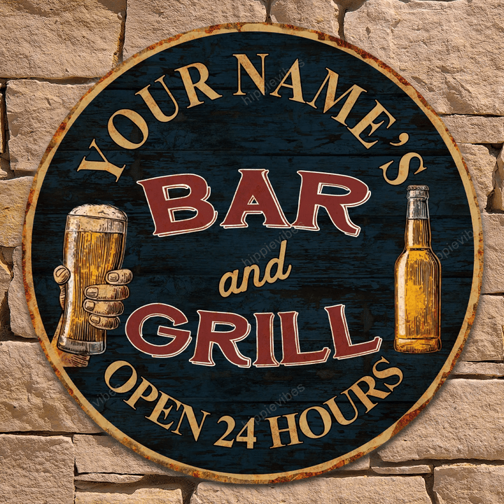 Custom Bar and Grill, Pub Tavern, Beer Bar Wall Decor Gift Wood Sign