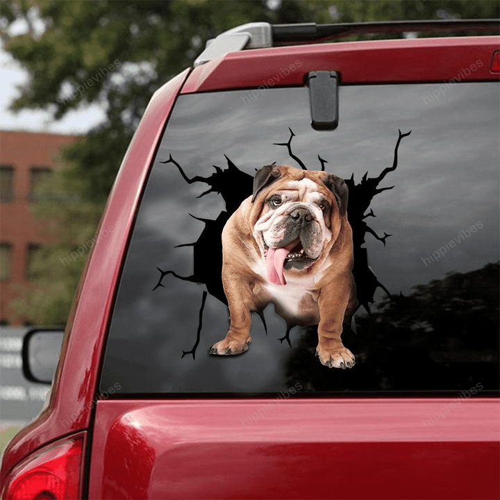 English Bulldog Crack Car Sticker