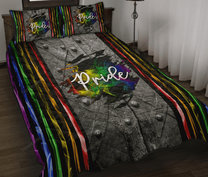 Lgbt Pride Smoke Vintage Quilt Bed Set