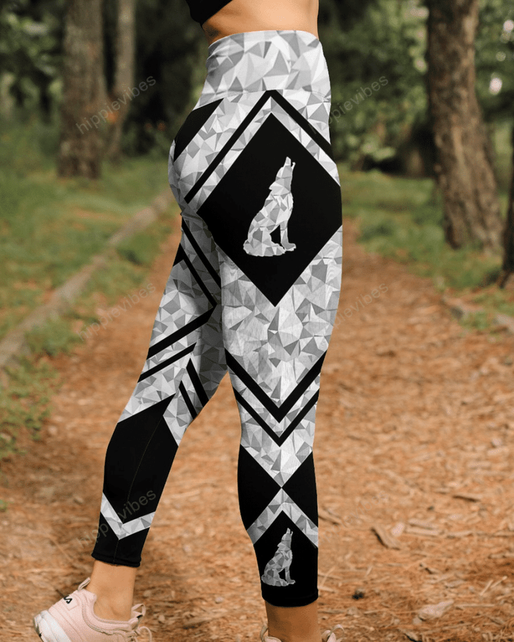 Wolf geometric leggings