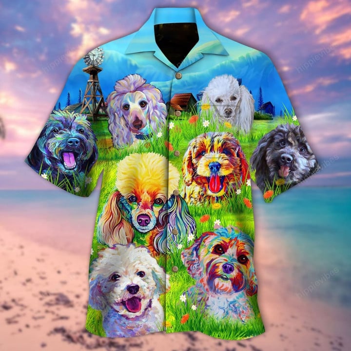 Poodles In The Grass Field Hawaiian Shirt - RE