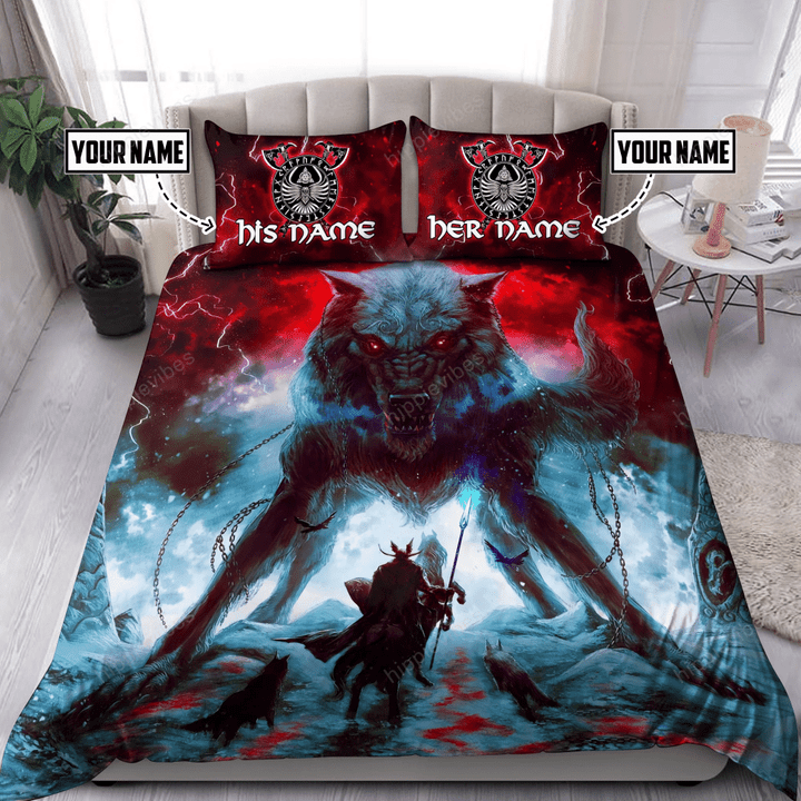 Personalized Fenrir And Odin Viking Bedding Set