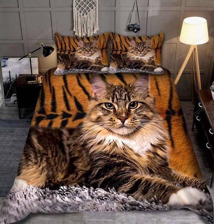 Maine Coon Tiger Pattern 3D All Over Printed Bedding Set