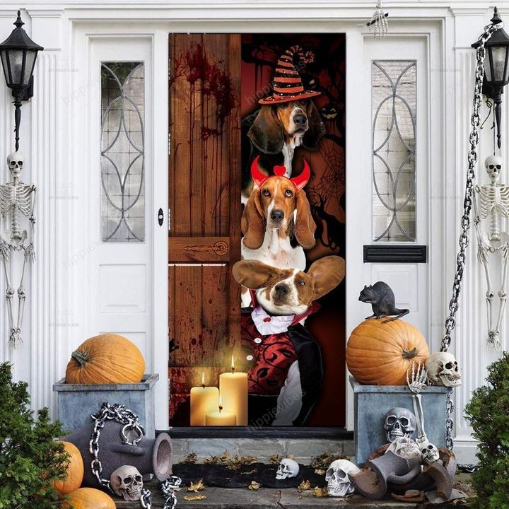 Basset Hound Freaky Halloween Door Cover
