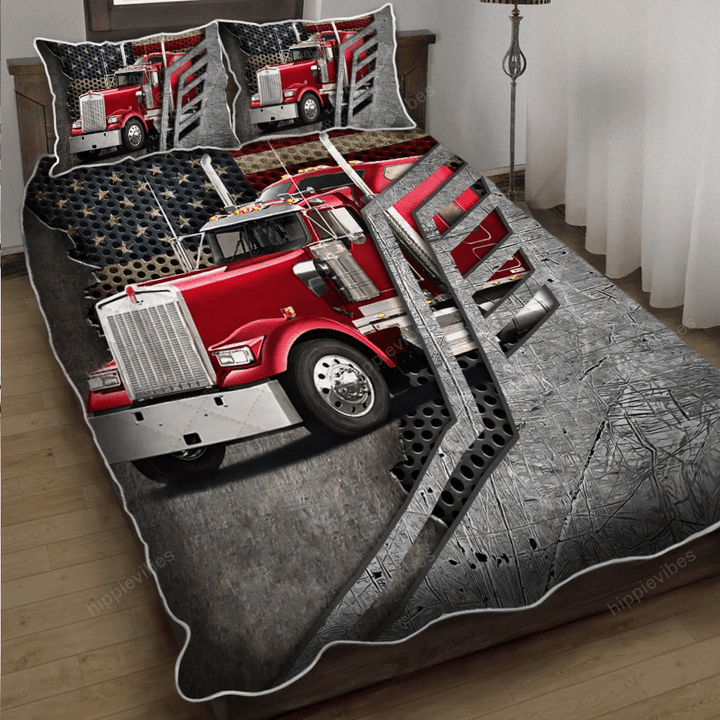 American Red Truck Quilt Bed Set